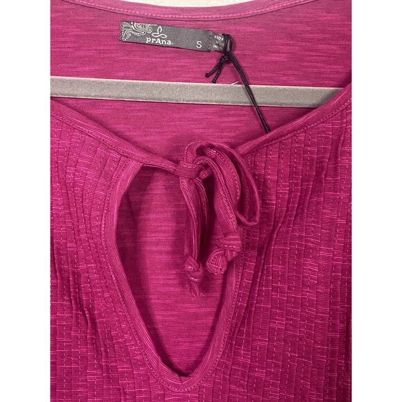 NWT prAna Cotton Ocupas Popover Keyhole Tie Cap Sleeves Top S Orchid Pink #2937 - Picture 4 of 13